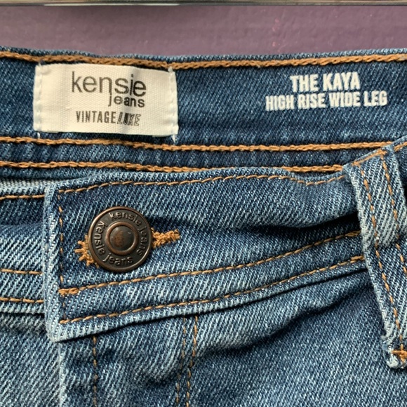 Kensie Blue Flare Wide Leg Jeans - Picture 2 of 4